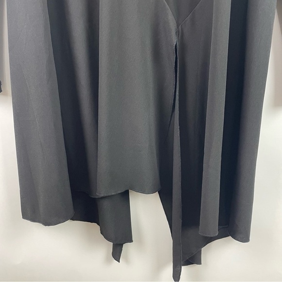 Sun Kim NWT Black Tunic Crepe Asymmetric Split Hem Knit Top/Sleeves Lagenlook L - Picture 6 of 16